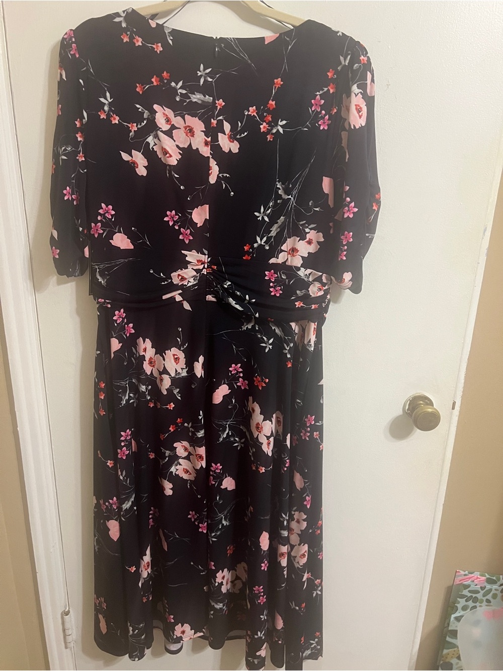 Jessica Howard Blue Midi Dress with Pink Floral Print